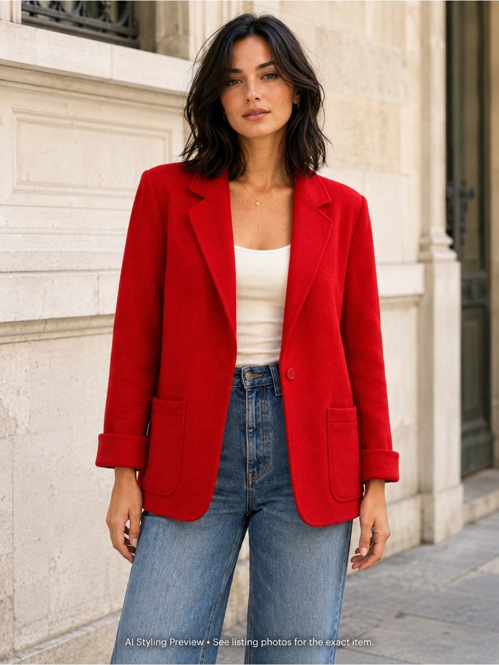 Vintage Weinberg Paris Red 100% Wool Blazer Made in France M/L